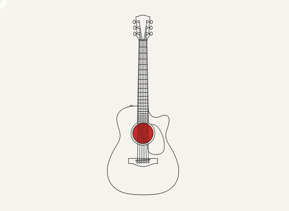 Line illustration of an acoustic guitar