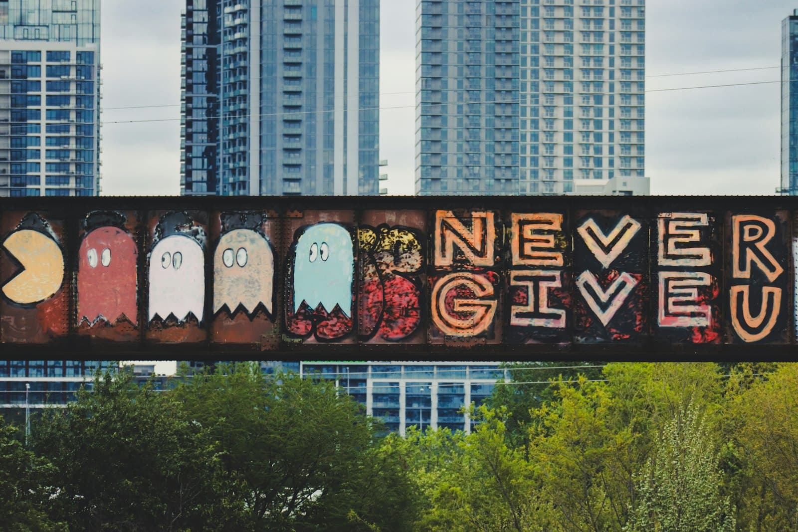 A colorful street mural.